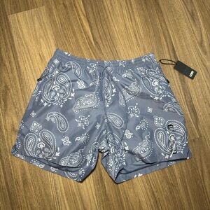 Blue Paisley Swim Shorts